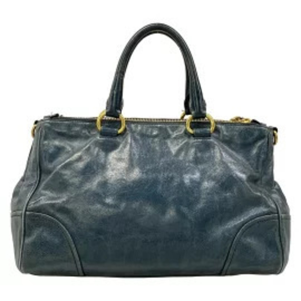 Prada Tote Bag Leather Blue Green - Picture 2 of 5